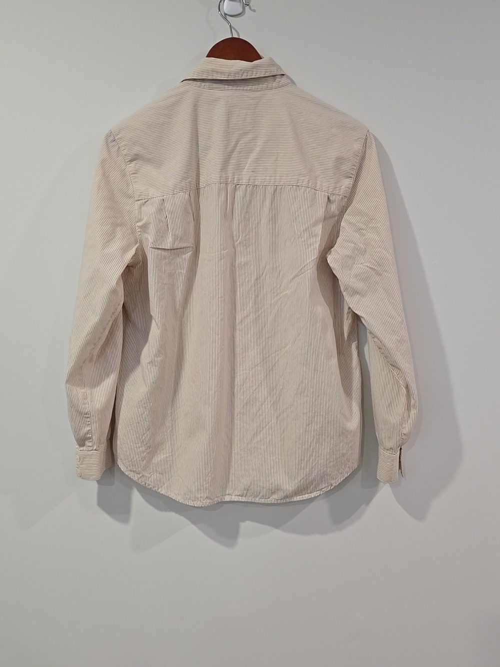 Retro Liz Claiborne Beige Stripe Button-Up Ralphcore/Normcore Shirt - Picture 6 of 8